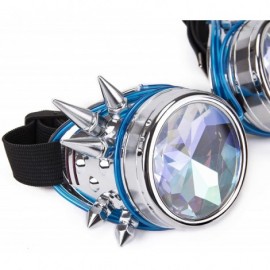 Goggle Kaleidoscope Glasses- Spiked Glowing Tube Steampunk Goggles Crystal Glass - Silver - CQ18T35IK27 $10.58