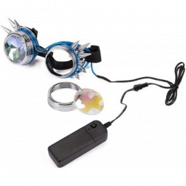 Goggle Kaleidoscope Glasses- Spiked Glowing Tube Steampunk Goggles Crystal Glass - Silver - CQ18T35IK27 $10.58