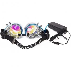 Goggle Kaleidoscope Glasses- Spiked Glowing Tube Steampunk Goggles Crystal Glass - Silver - CQ18T35IK27 $10.58