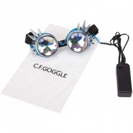 Goggle Kaleidoscope Glasses- Spiked Glowing Tube Steampunk Goggles Crystal Glass - Silver - CQ18T35IK27 $10.58