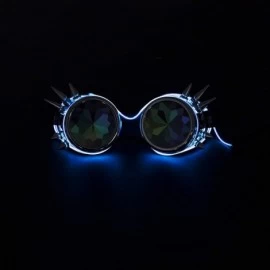 Goggle Kaleidoscope Glasses- Spiked Glowing Tube Steampunk Goggles Crystal Glass - Silver - CQ18T35IK27 $10.58