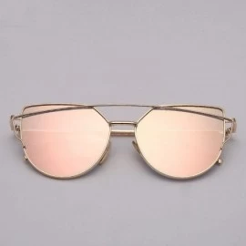 Oversized Cat Eye Sunglasses Women Vintage Metal Reflective Glasses Mirror Retro - Black-t - CK198ZODLHH $24.88