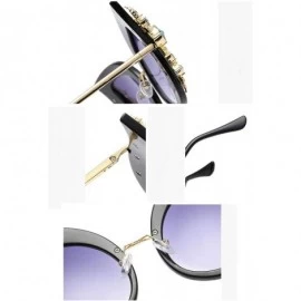 Goggle Woman Cat eye Sunglasses Stylish oversized frame Eyewear with Rhinestones - C4 - CJ189L9CNCD $12.35