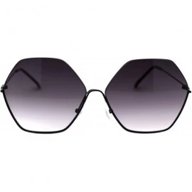 Oversized Womens Hexagon Shape Sunglasses Thin Metal Frame Oversized Fashion UV 400 - Black (Smoke) - CM196CC2C3E $10.43