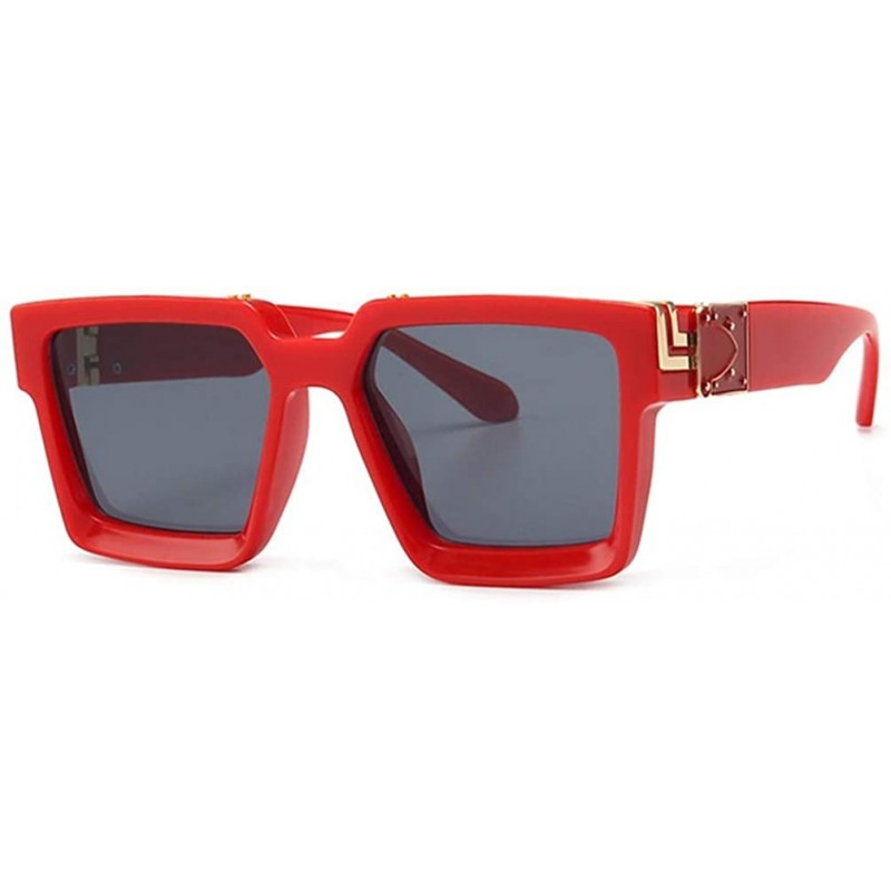 Shield Fashion Luxury Brand Designer Oversized Square Sunglasses Men Women Vintage Shield Cool UV400 Sun Glasses - C4 - CN197...