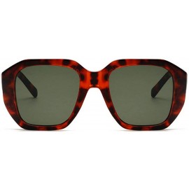 Square 2019 new personality fashion square bean flower fashion retro net red street shot sunglasses UV400 - Leopard - CQ18M8I...