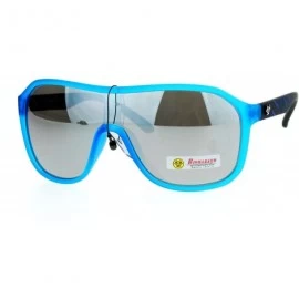 Shield Biohazard Mens Sunglasses Square Shield Matte Frame Silver Mirror Lens - Blue - CG187K47NAH $8.41