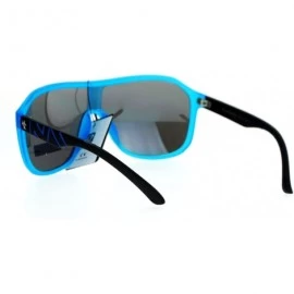 Shield Biohazard Mens Sunglasses Square Shield Matte Frame Silver Mirror Lens - Blue - CG187K47NAH $8.41