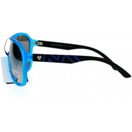 Shield Biohazard Mens Sunglasses Square Shield Matte Frame Silver Mirror Lens - Blue - CG187K47NAH $8.41