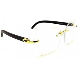 Rimless Womens Rimless Metal & Faux Wood Sunglasses w/Beveled Lenses - Gold & Dark Brown Wood Frame - CP18XK83LEC $11.84