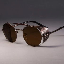 Round Zml14 Retro Round Metal Sunglasses Steampunk Men Women Glasses Oculos De Sol Shades UV Protection - Brown Tea - CX1984A...