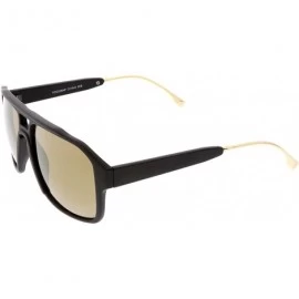 Square Sporty Flat Top Keyhole Nose Bridge Square Mirrored Aviator Sunglasses 55mm - Matte Black / Gold Mirror - CM187RKMCZS ...