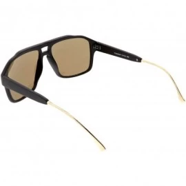 Square Sporty Flat Top Keyhole Nose Bridge Square Mirrored Aviator Sunglasses 55mm - Matte Black / Gold Mirror - CM187RKMCZS ...