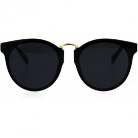 Rectangular Hipster Plastic Horned Rim Mens Metal Bridge Sunglasses - All Black - CV1868683IR $21.58