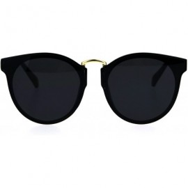 Rectangular Hipster Plastic Horned Rim Mens Metal Bridge Sunglasses - All Black - CV1868683IR $10.26