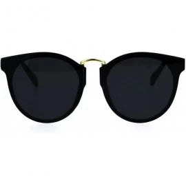 Rectangular Hipster Plastic Horned Rim Mens Metal Bridge Sunglasses - All Black - CV1868683IR $19.21