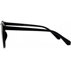 Rectangular Hipster Plastic Horned Rim Mens Metal Bridge Sunglasses - All Black - CV1868683IR $10.26