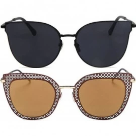 Round Ladies Metal Cat Eye Heart Round Integral Sunglasses Elegant De Luxe Stylish - Fan_2p_27mix - CE17YE7OH59 $16.97