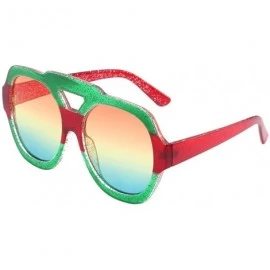 Wrap Fashion Neutral Round Big Frame Double Color Shades Sunglasses Integrated UV Glasses - A - CD18TQY79DU $17.92