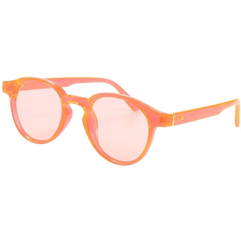 Round UV Blocking Protection Glasses Men's and Women's Vintage Full Frame Sunglasses - Orange - CJ18R09ZN0N $21.02