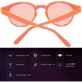 Round UV Blocking Protection Glasses Men's and Women's Vintage Full Frame Sunglasses - Orange - CJ18R09ZN0N $21.02
