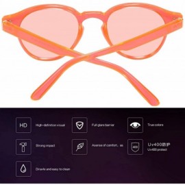 Round UV Blocking Protection Glasses Men's and Women's Vintage Full Frame Sunglasses - Orange - CJ18R09ZN0N $8.04