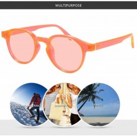 Round UV Blocking Protection Glasses Men's and Women's Vintage Full Frame Sunglasses - Orange - CJ18R09ZN0N $8.04