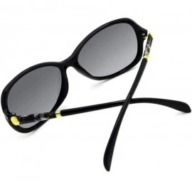 Goggle Fashion Oval Polarized Sunglasses for Women Vintage Designer UV Protection Shades - Black Frame Gray Lens - CS18TCADX2...