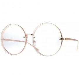 Oversized Super Oversized Round Circle Clear Lens Glasses Unique Rims Behind Lens - Gold - CA1875OIXHD $9.90