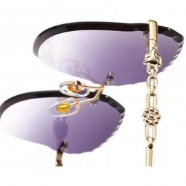 Aviator Women's fashion sunglasses - frameless fashion sunglasses ladies fox head multicolor sunglasses - E - C518RNU4LUQ $41.38