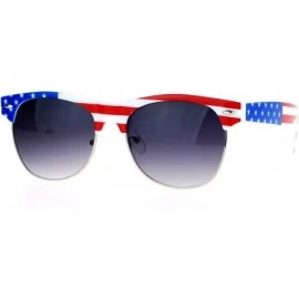 Wayfarer Mirror Lens Patriotic USA Flag Print Half Rim Sunglasses - Solid Smoke - CP12HVJR48F $19.37