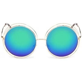 Round The Classic Retro over Oversized Round Circle Stainless Steel Frame Mirror Sunglasses for Women Ladies - CQ193Q53GUS $3...