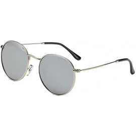 Oversized Lennon Vintage Metal Frame Round Circle Sunglasses Mirrored Polarized Lens - Silver/Silver - C912IELCPA5 $22.84