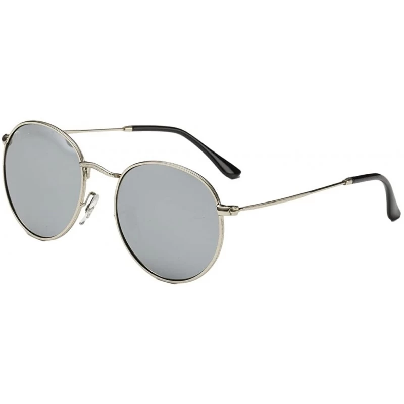 Oversized Lennon Vintage Metal Frame Round Circle Sunglasses Mirrored Polarized Lens - Silver/Silver - C912IELCPA5 $22.84
