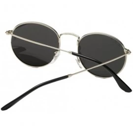 Oversized Lennon Vintage Metal Frame Round Circle Sunglasses Mirrored Polarized Lens - Silver/Silver - C912IELCPA5 $22.84