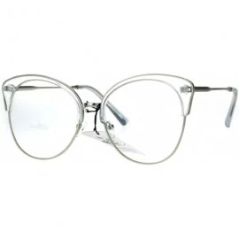 Cat Eye Womens Large Cat Eye Half Rim Clear Lens Fashion Glasses - Clear Silver - CO183R4SMYZ $11.52