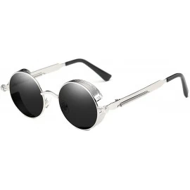 Shield Lennon Gothic Steampunk Sunglasses Black Yellow Tinted Shades - Black Lens/Silver Frame - CK18790YCMW $20.52