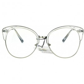 Cat Eye Womens Large Cat Eye Half Rim Clear Lens Fashion Glasses - Clear Silver - CO183R4SMYZ $11.52