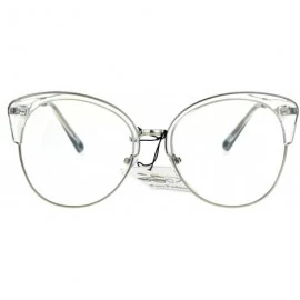 Cat Eye Womens Large Cat Eye Half Rim Clear Lens Fashion Glasses - Clear Silver - CO183R4SMYZ $23.69