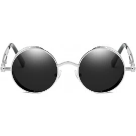 Shield Lennon Gothic Steampunk Sunglasses Black Yellow Tinted Shades - Black Lens/Silver Frame - CK18790YCMW $11.24
