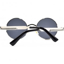 Shield Lennon Gothic Steampunk Sunglasses Black Yellow Tinted Shades - Black Lens/Silver Frame - CK18790YCMW $11.24