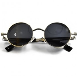 Shield Lennon Gothic Steampunk Sunglasses Black Yellow Tinted Shades - Black Lens/Silver Frame - CK18790YCMW $11.24