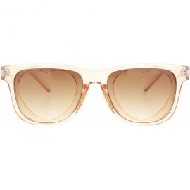 Square Classic Square Sunglasses Heart Shape Cutout Lens Translucent Colors UV 400 - Peach (Brown) - CM195EZMHO3 $19.70