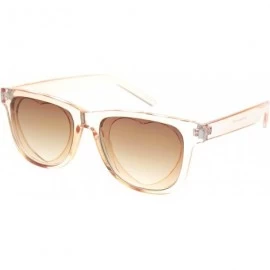 Square Classic Square Sunglasses Heart Shape Cutout Lens Translucent Colors UV 400 - Peach (Brown) - CM195EZMHO3 $12.96