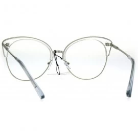 Cat Eye Womens Large Cat Eye Half Rim Clear Lens Fashion Glasses - Clear Silver - CO183R4SMYZ $23.69