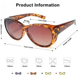 Oversized Fitover Sunglasses for Women Polarized UV Protection SJ2108 - C3 Yellow Tortoise Frame/Gradient Brown Lens - CM194A...