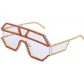 Oversized Trendy Oversized Lens Rhinestone Sunglasses for Women One Piece Bling Frame UV Protection - 9 - CK190OK7U5K $15.10