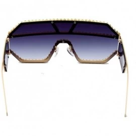 Oversized Trendy Oversized Lens Rhinestone Sunglasses for Women One Piece Bling Frame UV Protection - 9 - CK190OK7U5K $15.10