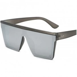 Square Male Flat Top Sunglasses Men Black Square Shades UV400 Gradient Sun Glasses Cool One Piece Designer - Gray Silver - CR...