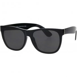 Rectangular Mens Mod Rectangular Hipster Horn Rim Plastic Sunglasses - All Black - CF18HR9O92I $18.29